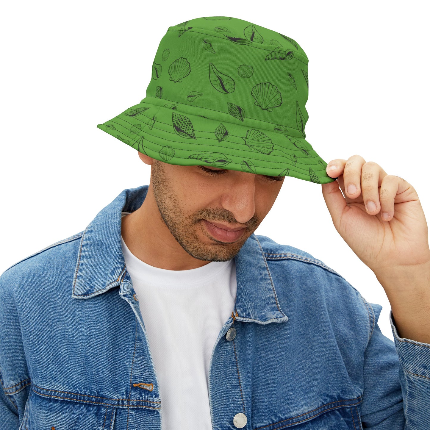 Bucket Hat (Green) Sea Shell Design