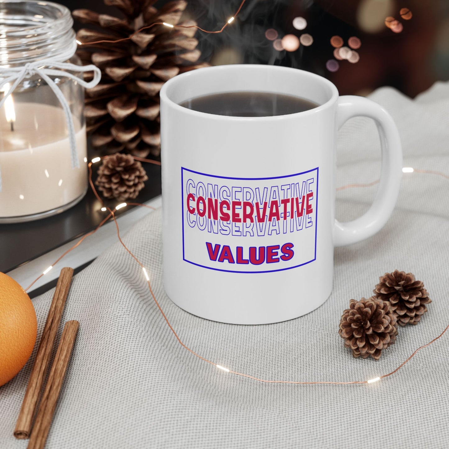 Ceramic Mug, (11oz, 15oz) - Conservative Values by Lynn Salem Creates