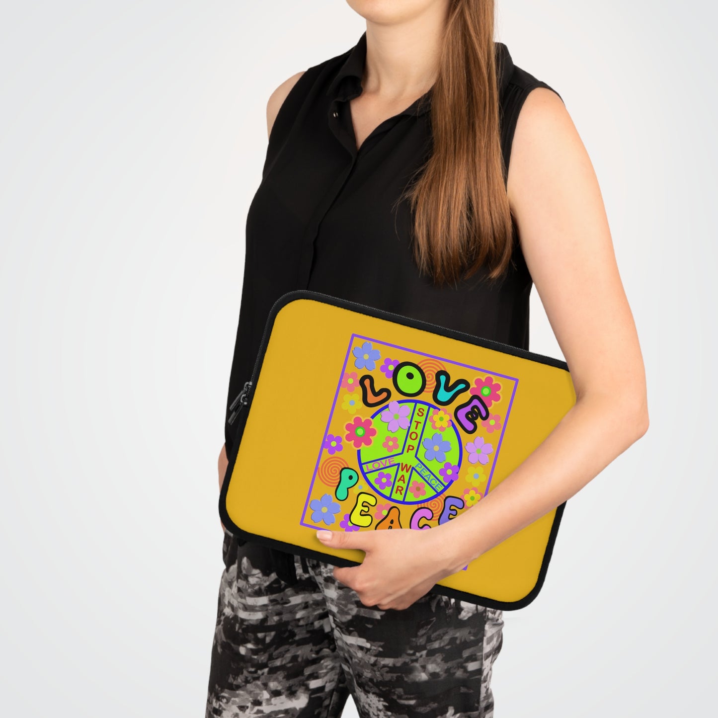 Laptop Sleeve - Love and Peace by Lynn Salem Creates