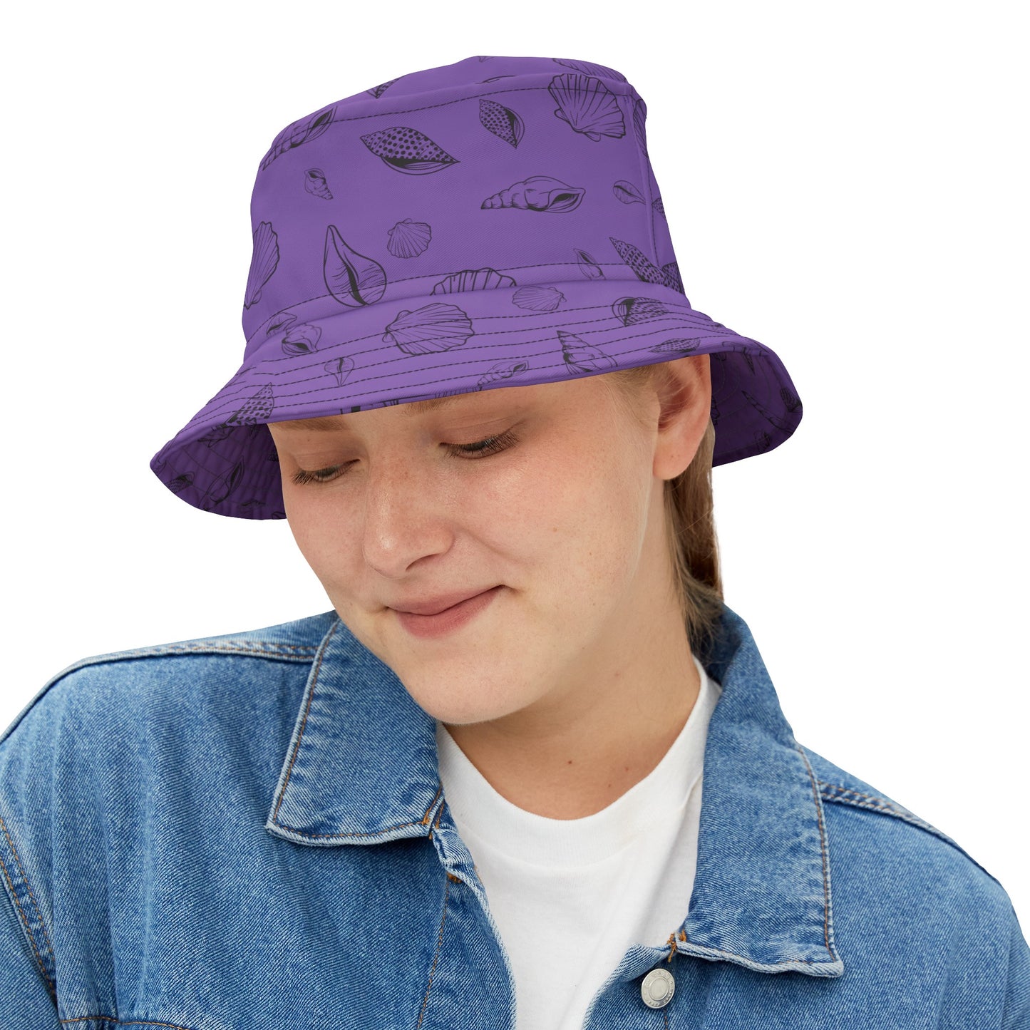 Bucket Hat (Light Purple) Sea Shell Design