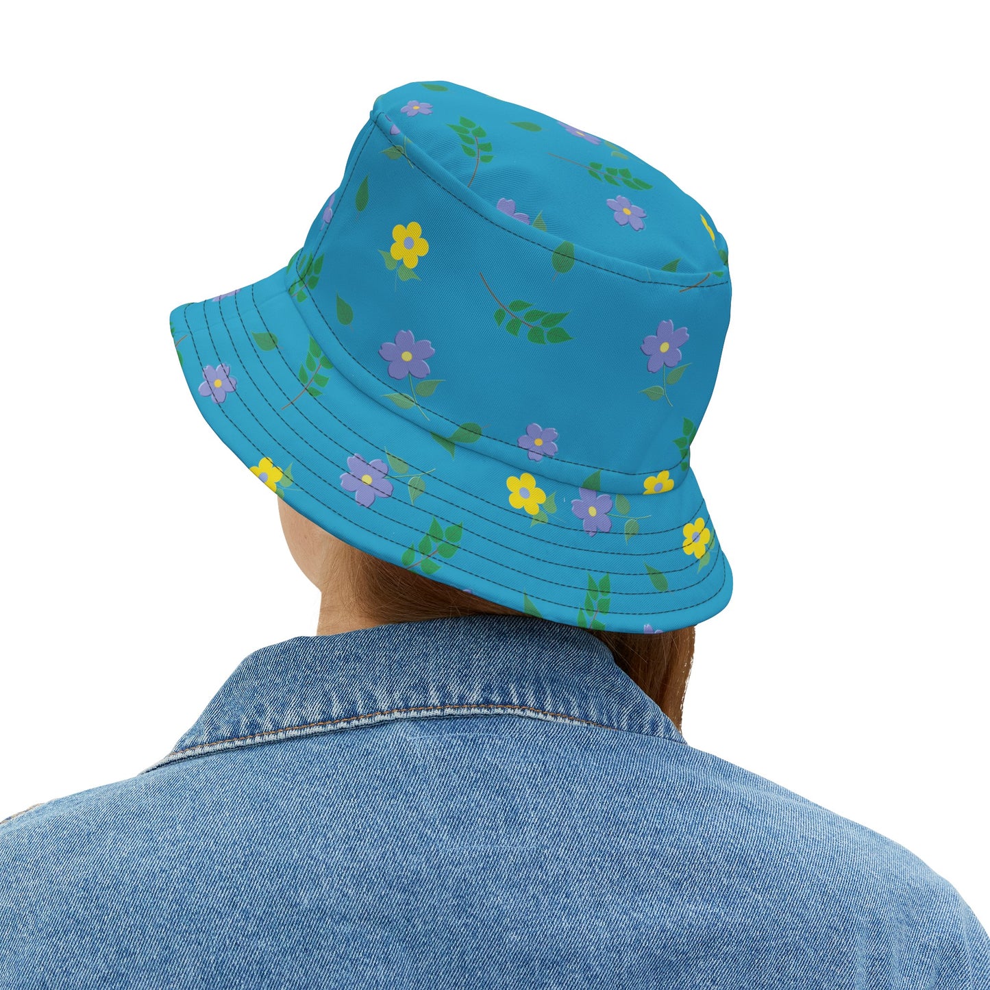 Bucket Hat (Turquoise) Floral Design