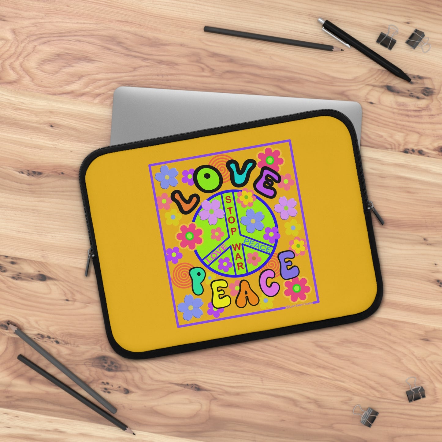 Laptop Sleeve - Love and Peace by Lynn Salem Creates