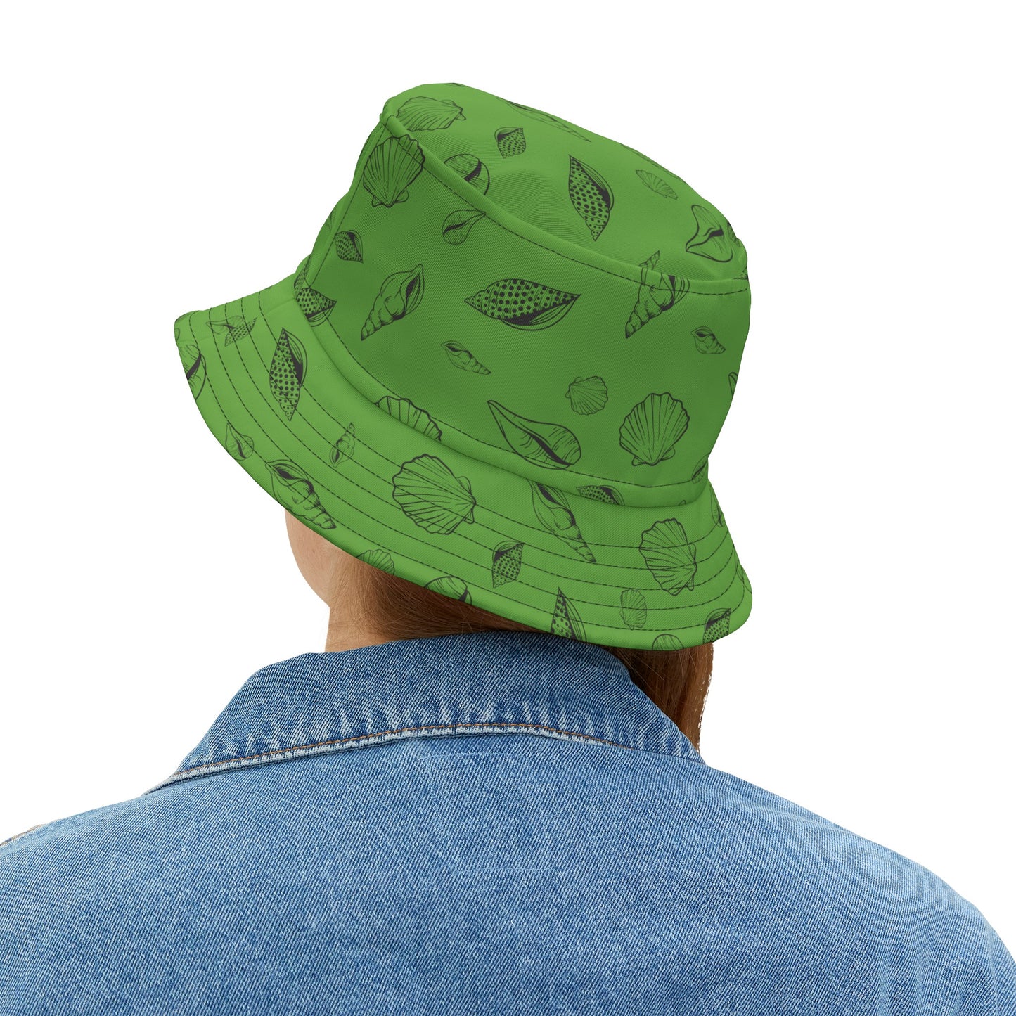 Bucket Hat (Green) Sea Shell Design