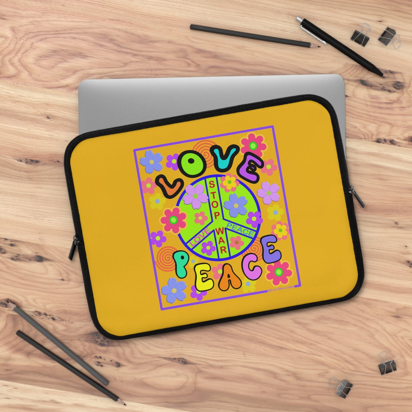 Laptop Sleeve - Love and Peace by Lynn Salem Creates