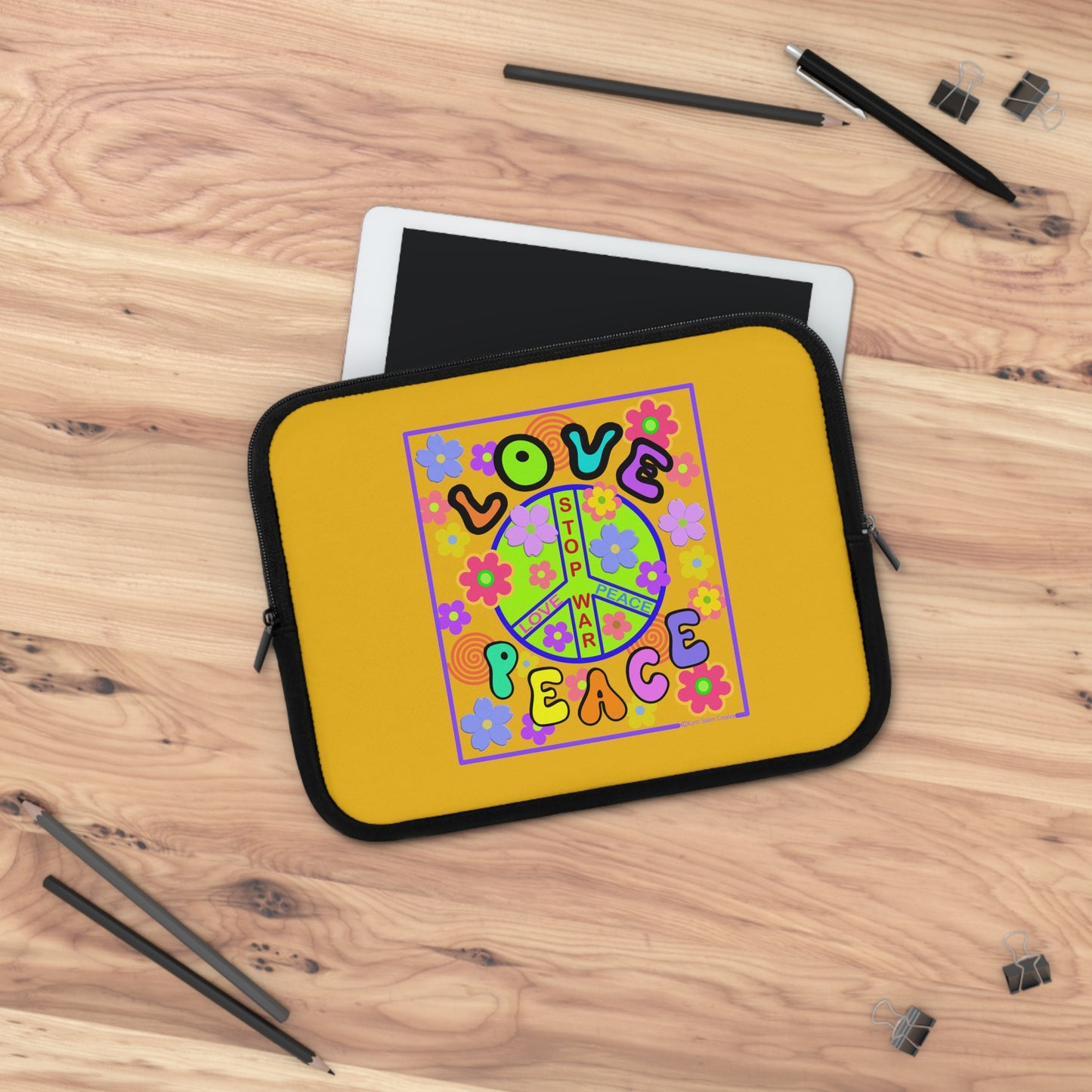 Laptop Sleeve - Love and Peace by Lynn Salem Creates