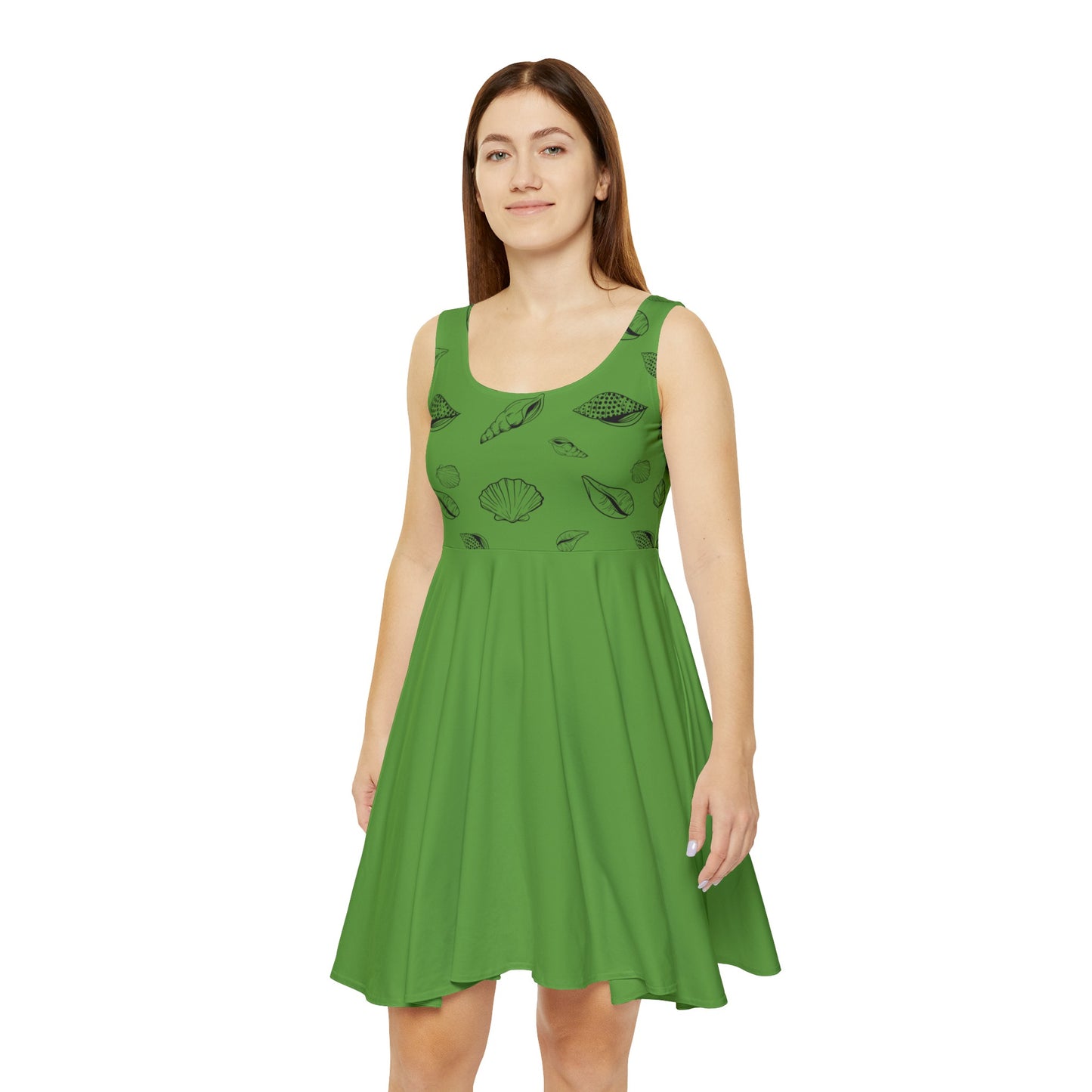 Women's Skater Dress - Green - Sea Shell Design