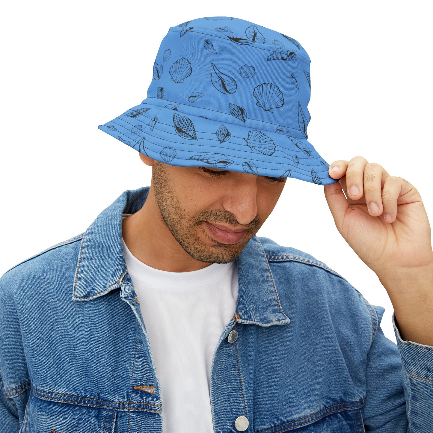 Bucket Hat (Light Blue) Sea Shell Design