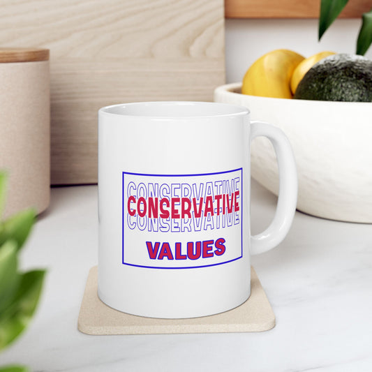 Ceramic Mug, (11oz, 15oz) - Conservative Values by Lynn Salem Creates