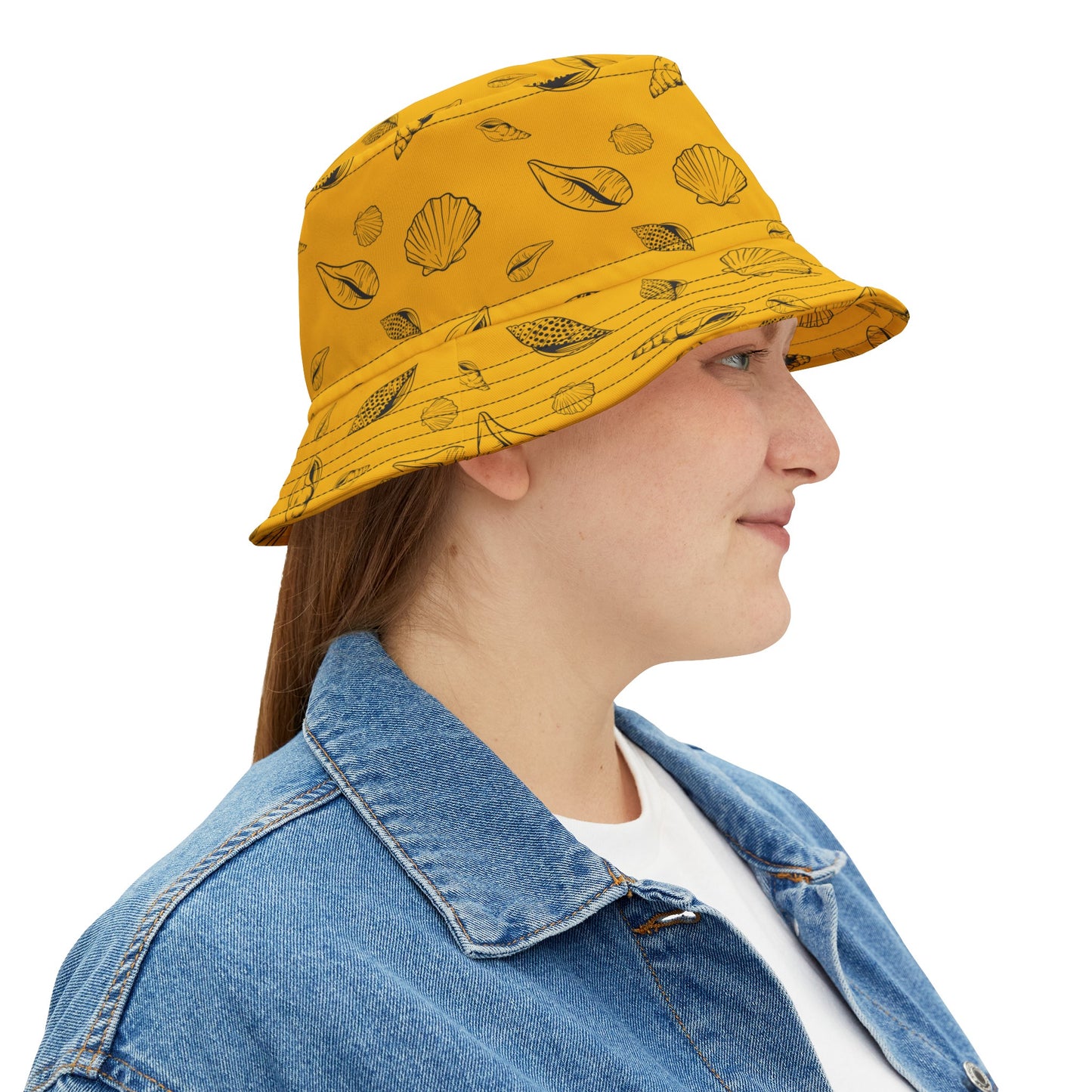 Bucket Hat (Yellow) Sea Shell Design