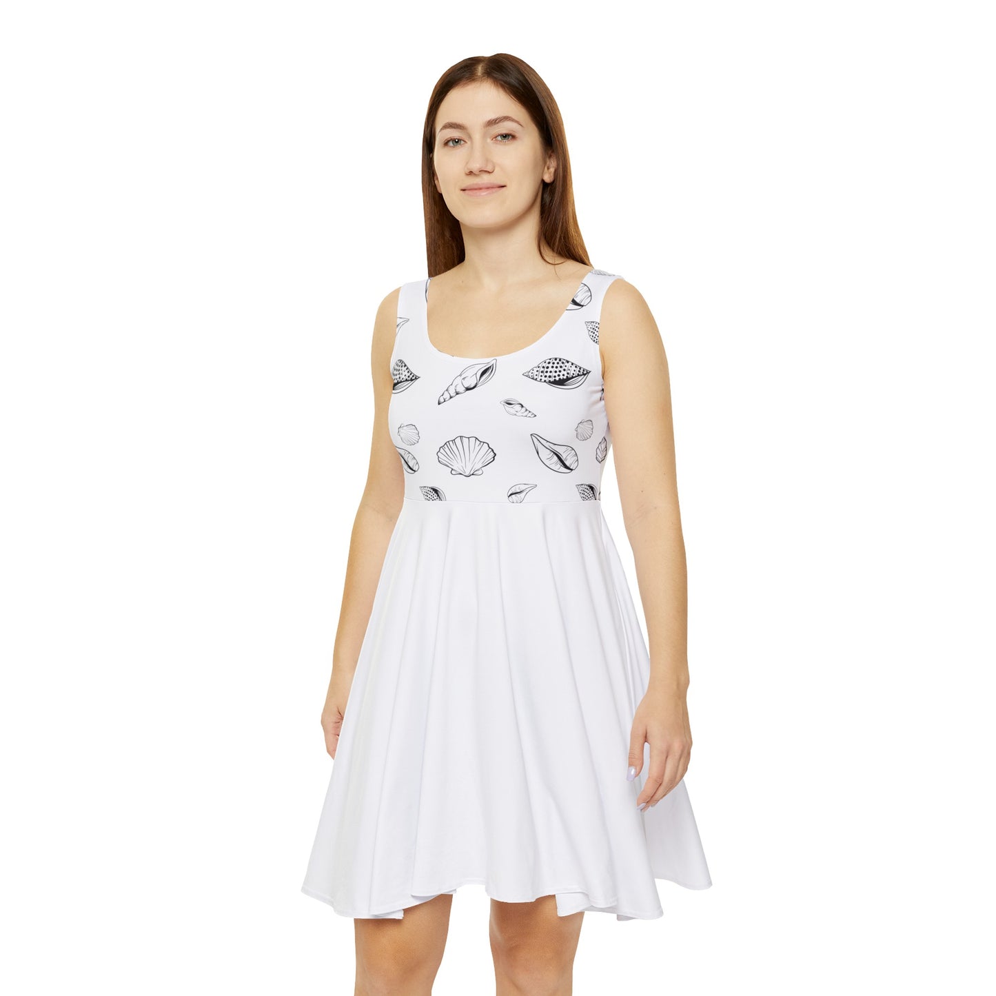 Women's Skater Dress - White -Sea Shell Design