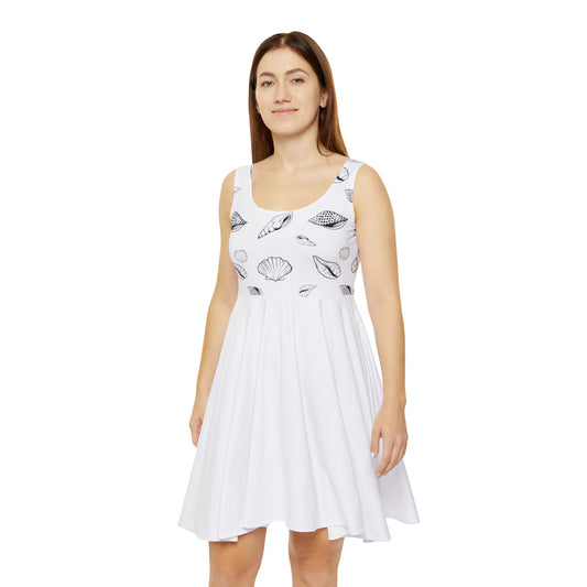 Women's Skater Dress - White -Sea Shell Design