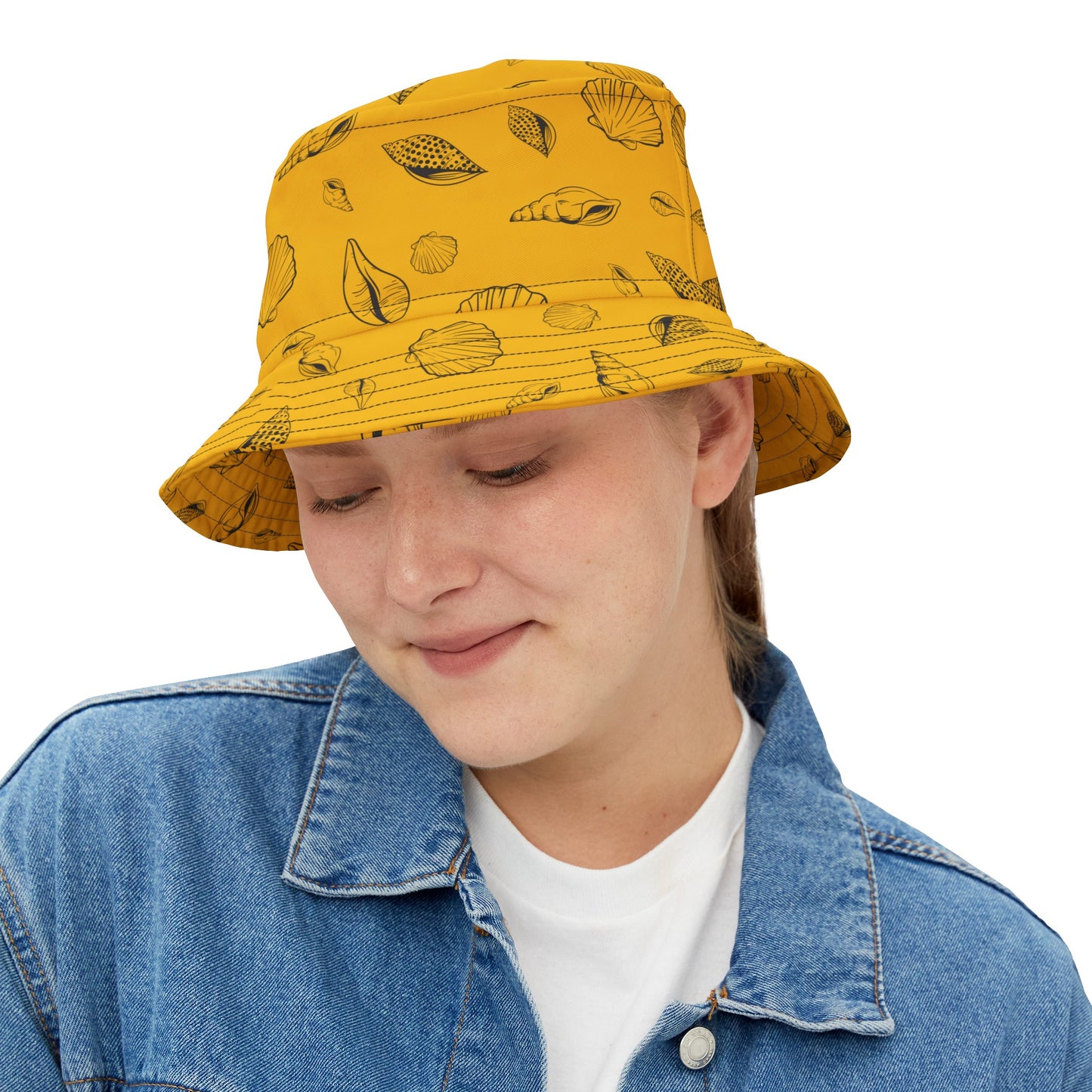 Bucket Hat (Yellow) Sea Shell Design