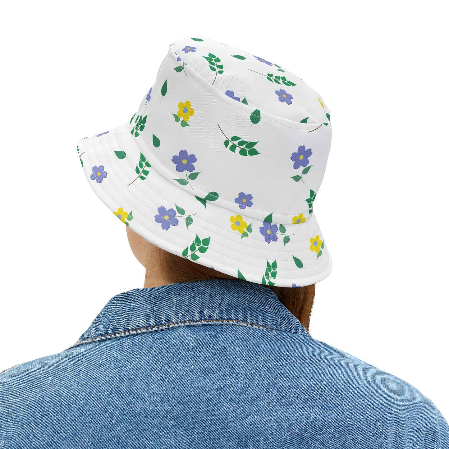 Bucket Hat (White) Floral Design