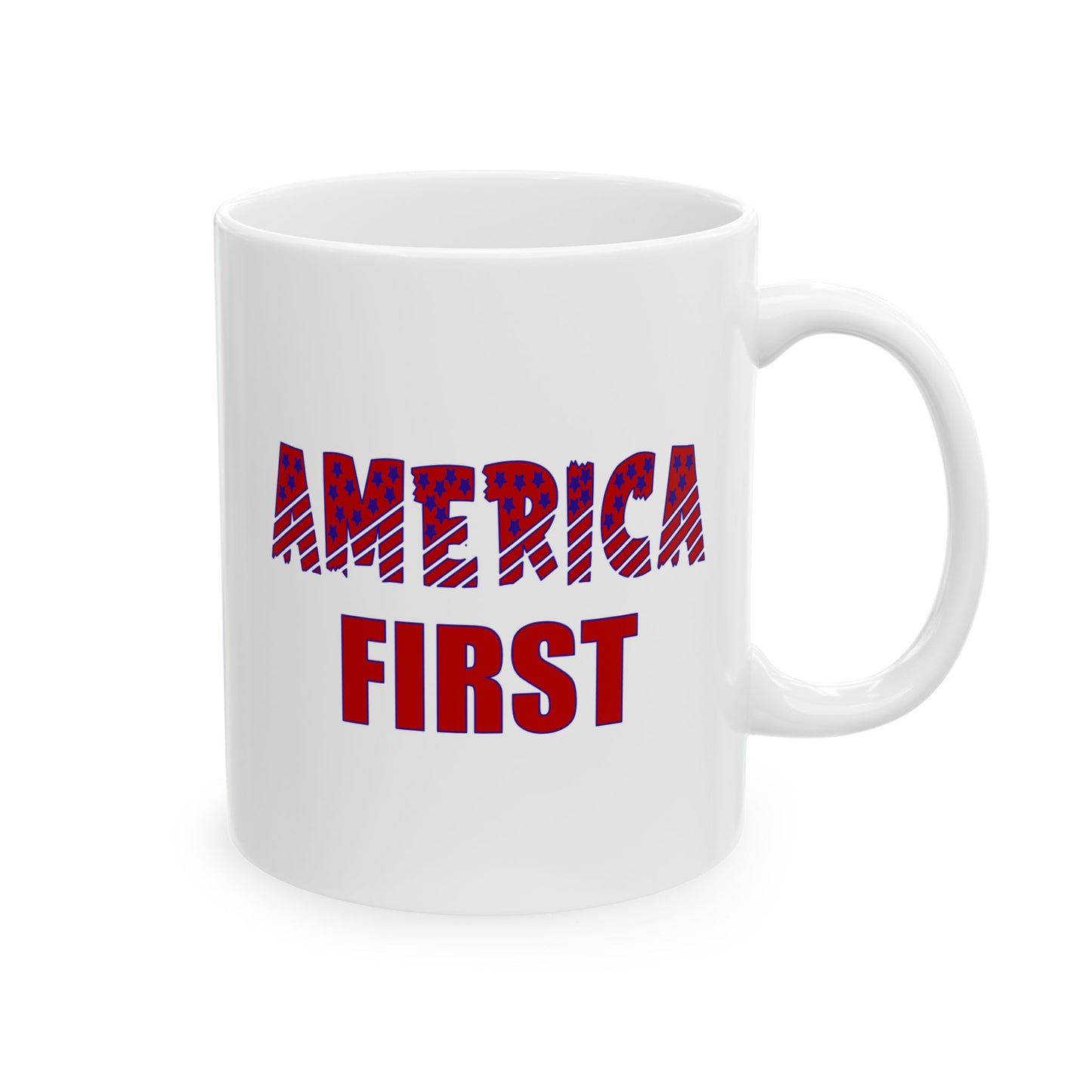 Ceramic Mug, (11oz, 15oz) - America First by Lynn Salem Creates