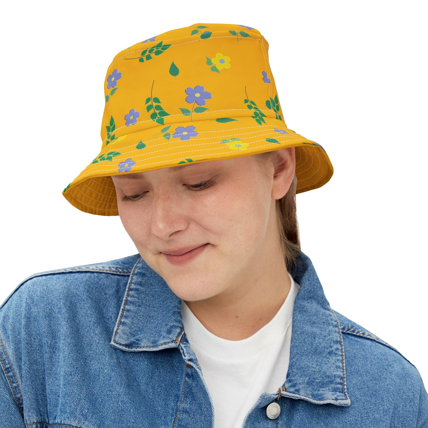 Bucket Hat (Yellow) Floral Design