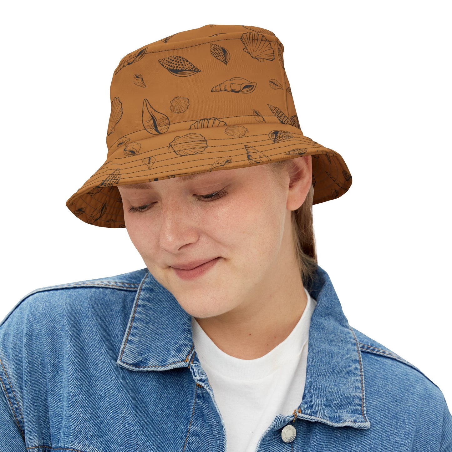 Bucket Hat (Light Brown) Sea Shell Design