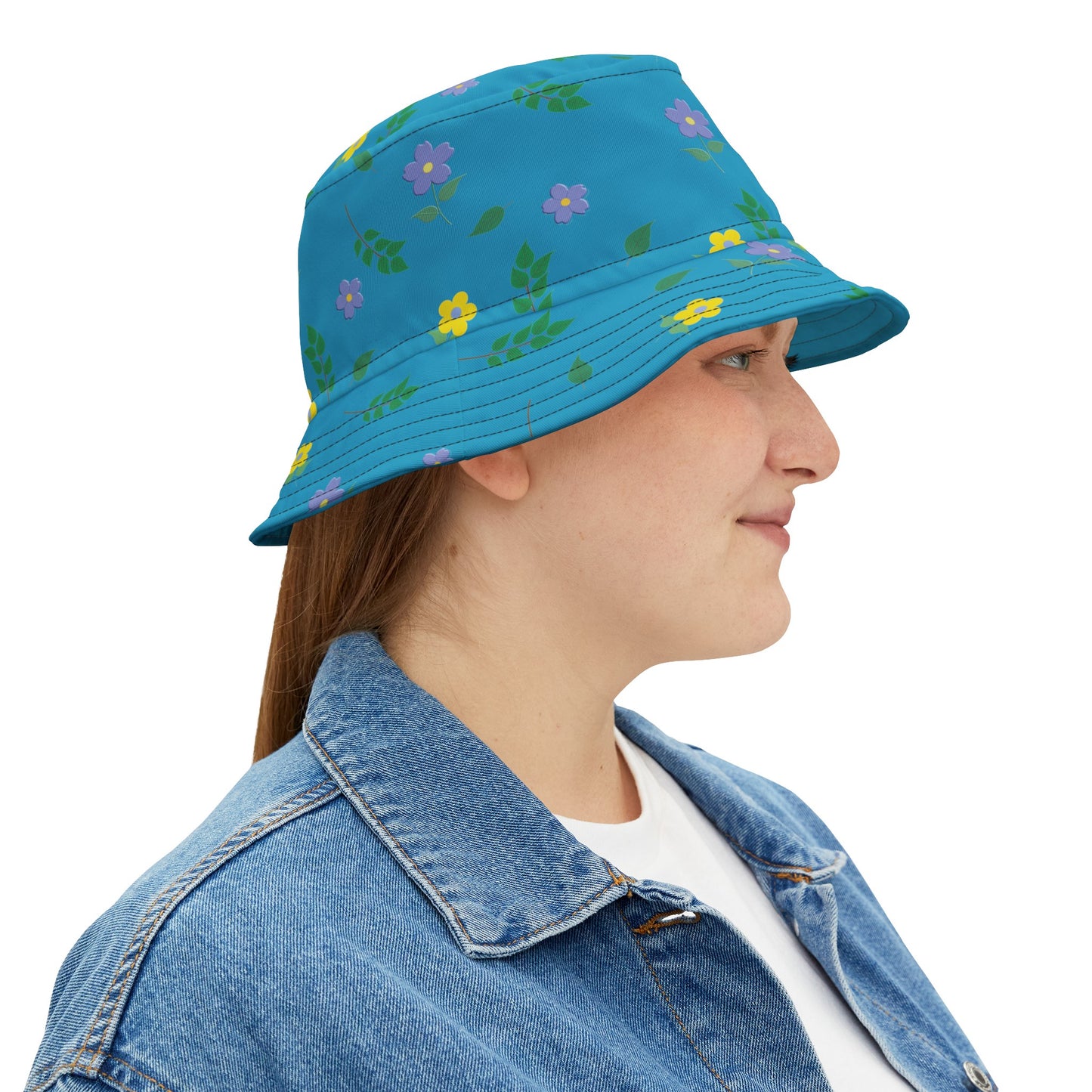 Bucket Hat (Turquoise) Floral Design