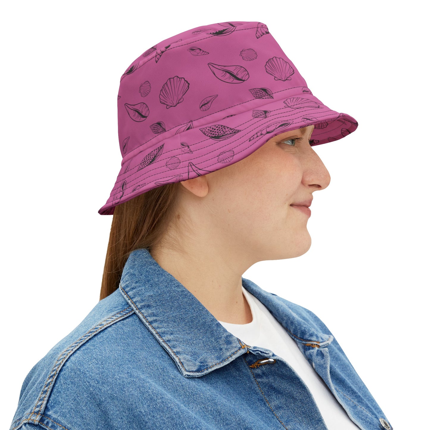 Bucket Hat (Light Pink) Sea Shell Design