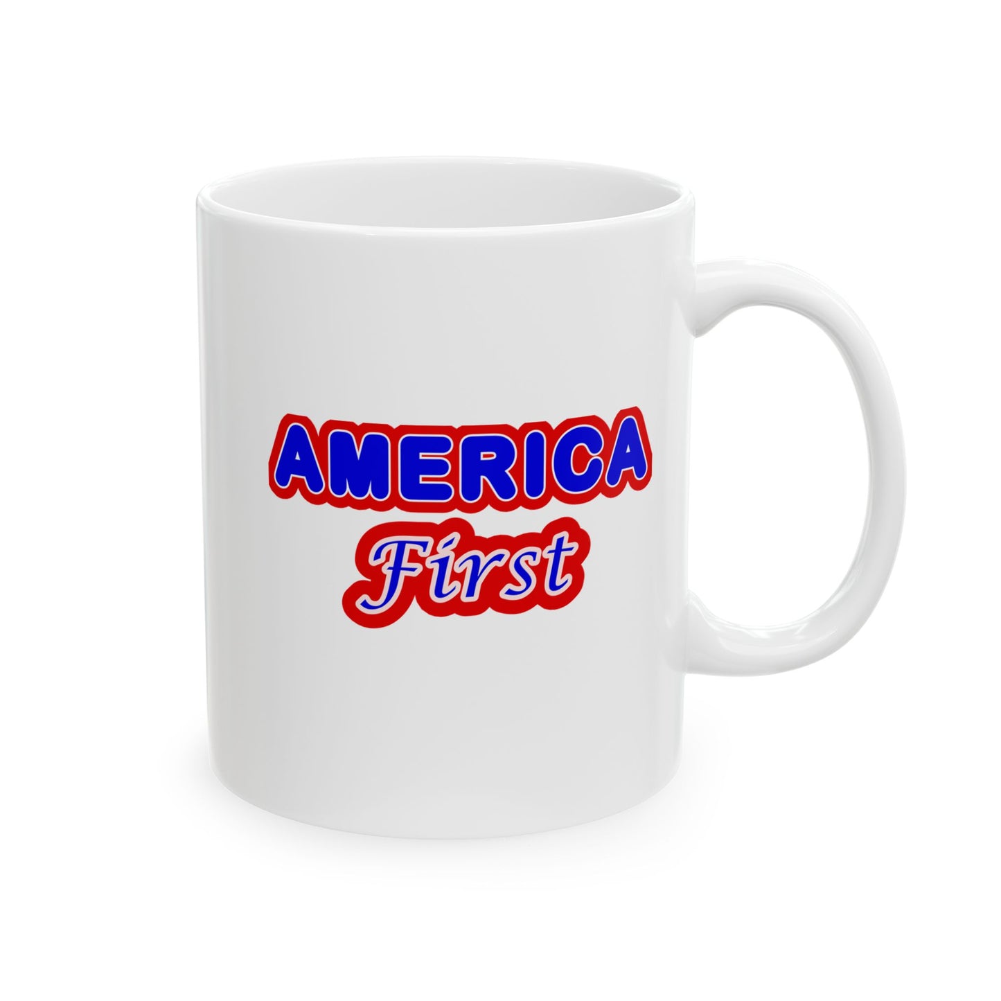 Ceramic Mug, (11oz, 15oz) - America First by Lynn Salem Creates