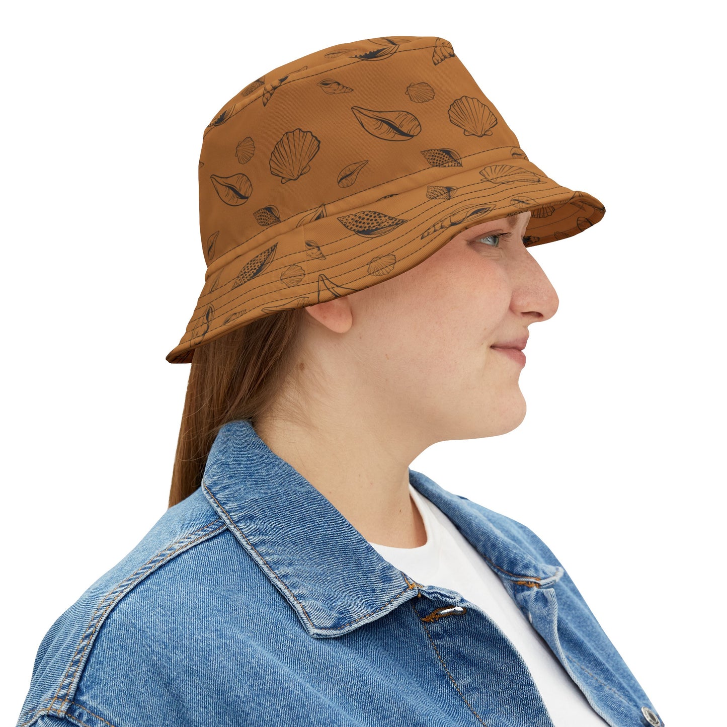 Bucket Hat (Light Brown) Sea Shell Design