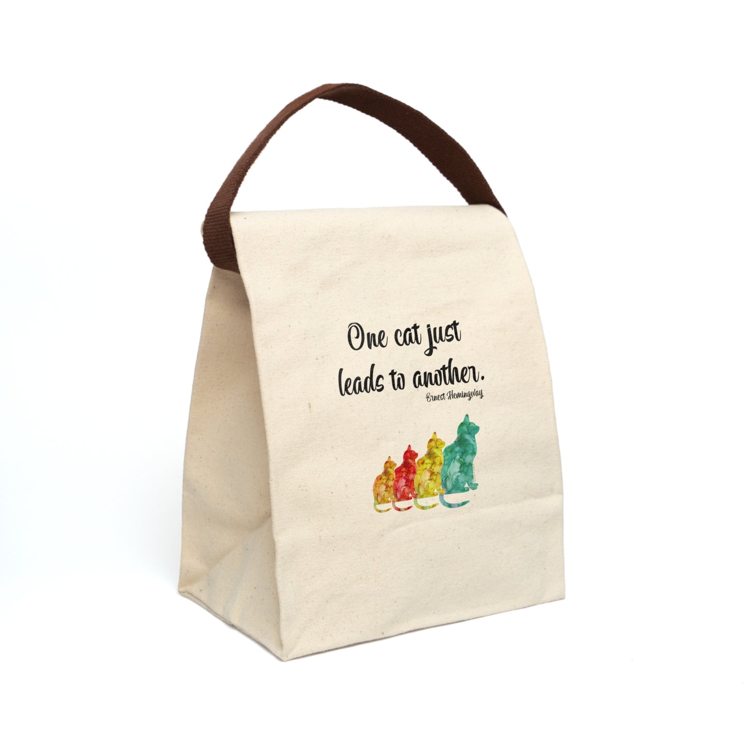 Canvas, Reusable, Lunch Bag With Strap - One Cat by Lynn Salem Creates