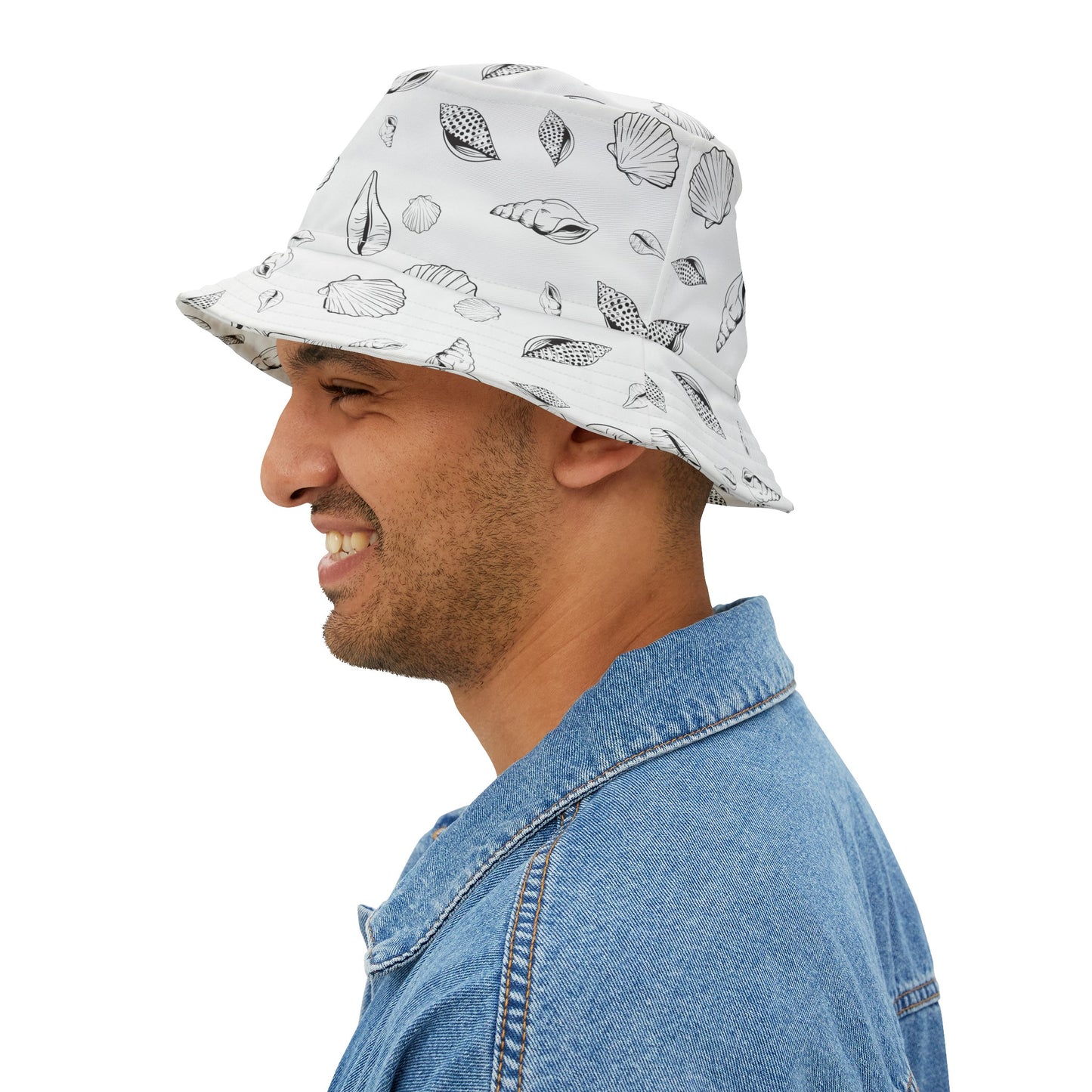 Bucket Hat (White) Sea Shell Pattern