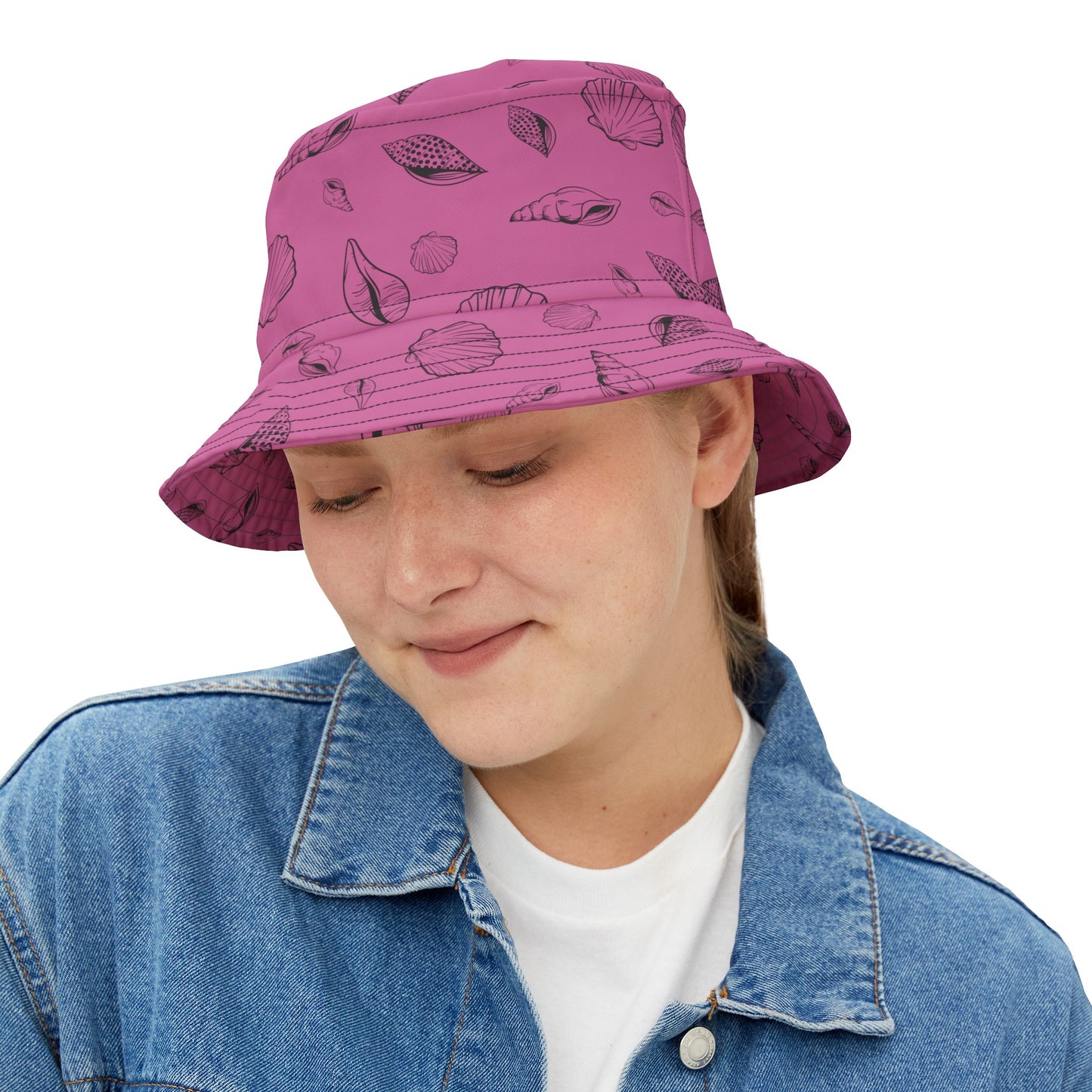 Bucket Hat (Light Pink) Sea Shell Design