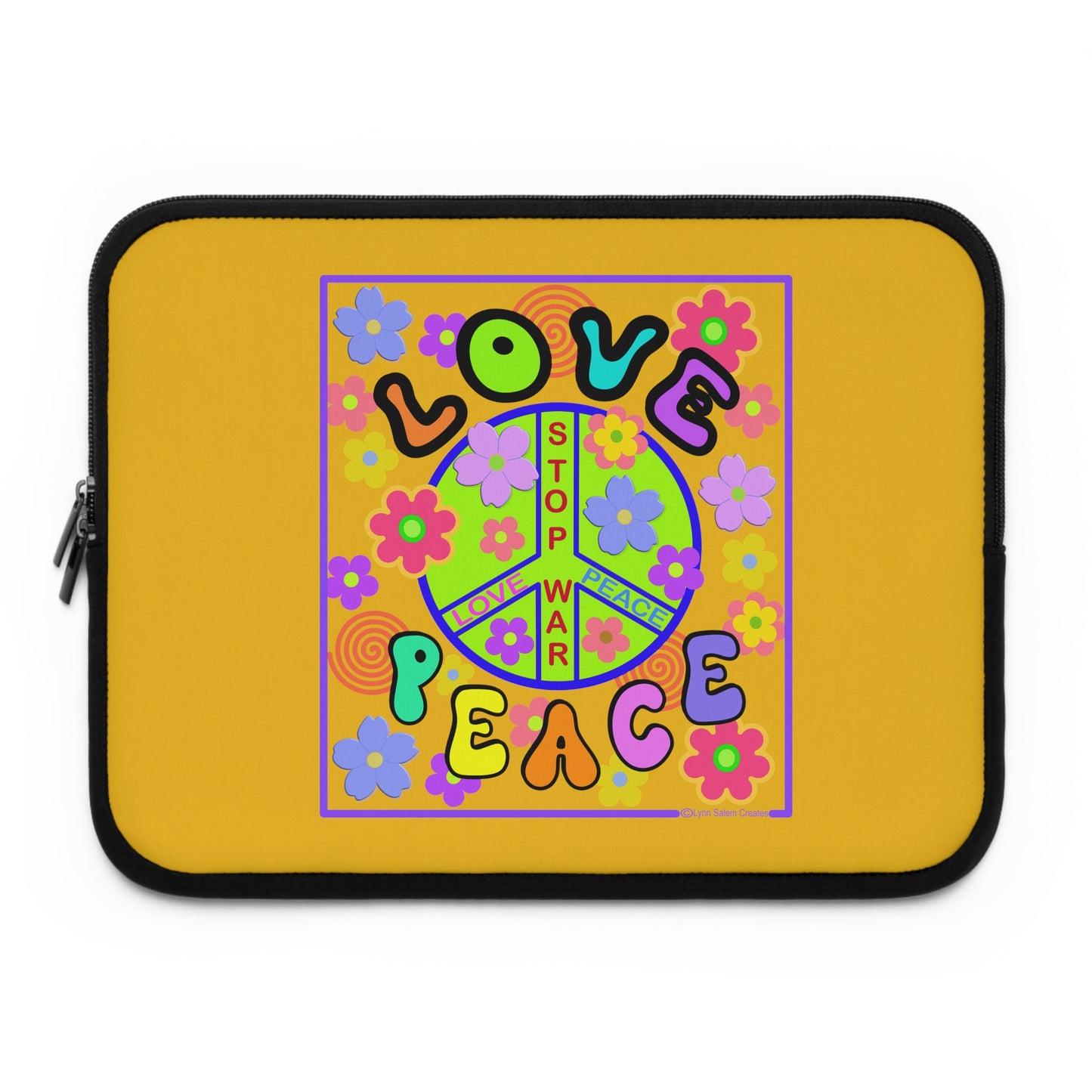 Laptop Sleeve - Love and Peace by Lynn Salem Creates