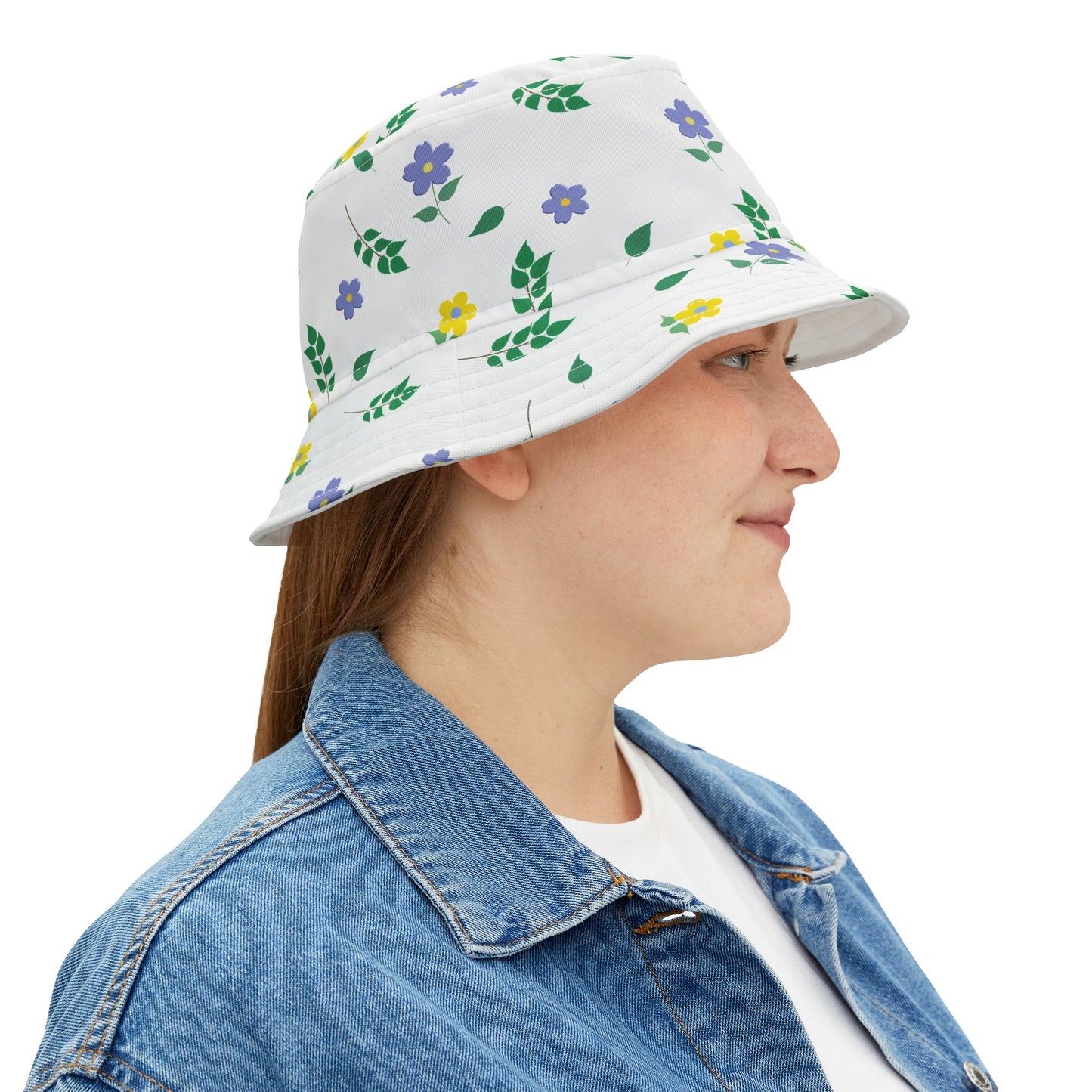 Bucket Hat (White) Floral Design