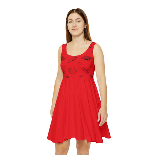 Women's Skater Dress - Red - Sea Shell Design