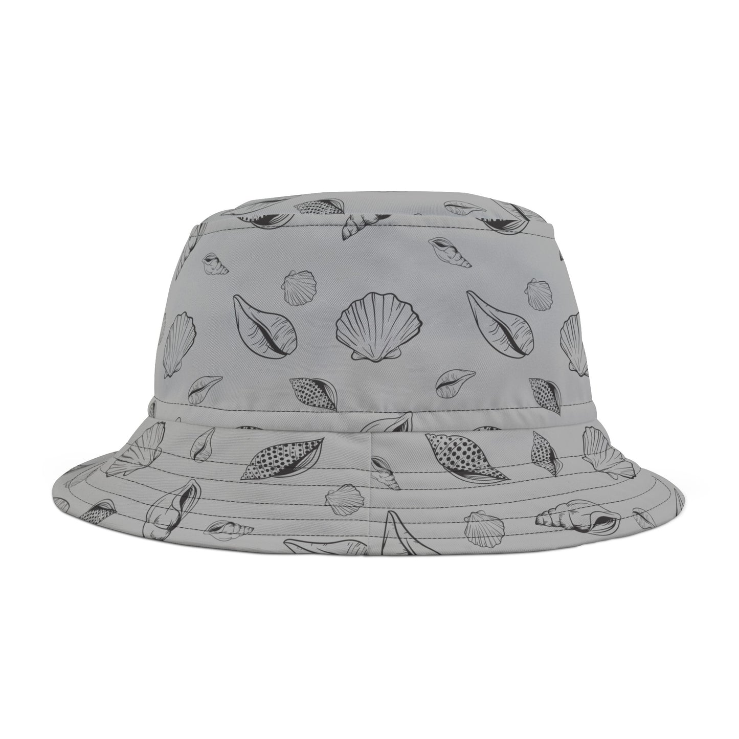 Bucket Hat (Light Grey) Sea Shell Pattern