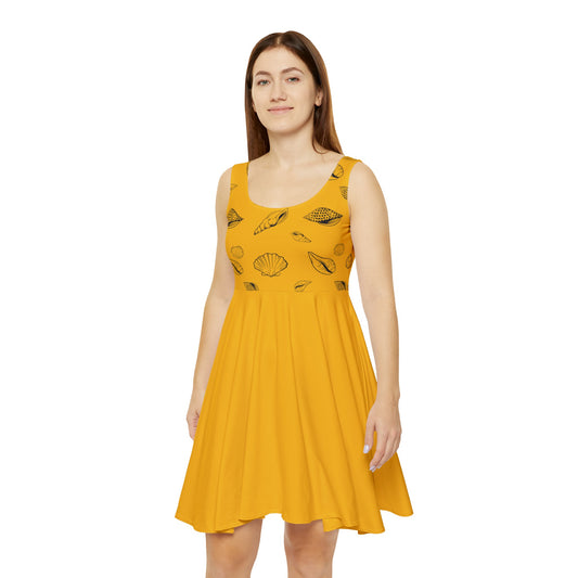 Women's Skater Dress - Yellow - Sea Shell Design