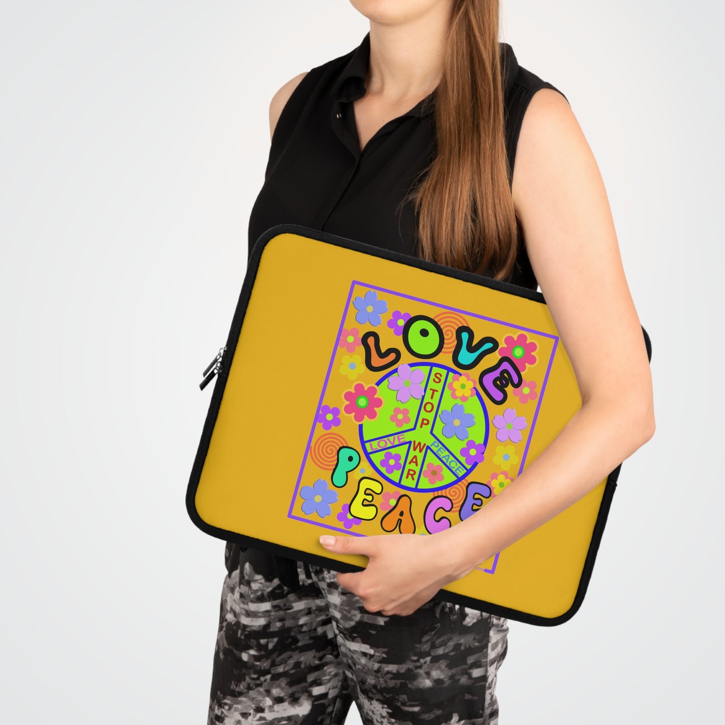 Laptop Sleeve - Love and Peace by Lynn Salem Creates