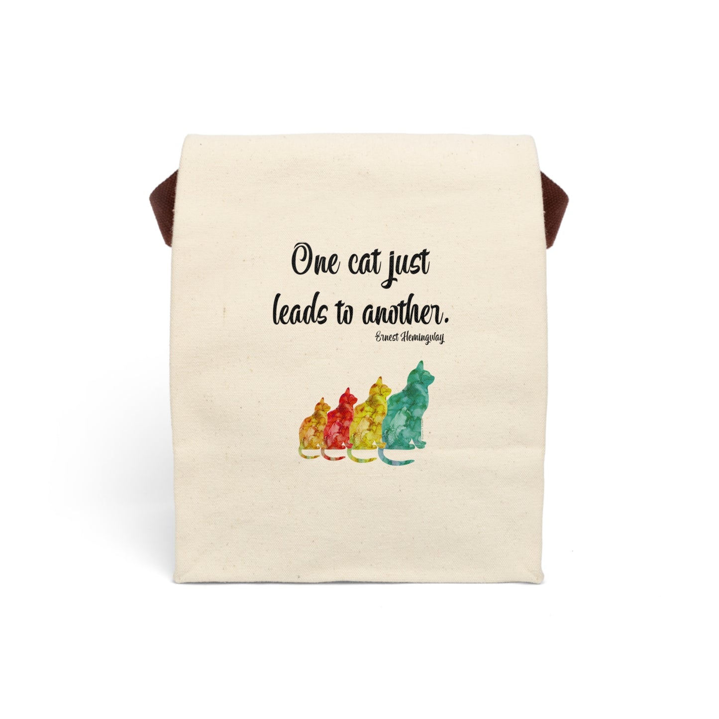 Canvas, Reusable, Lunch Bag With Strap - One Cat by Lynn Salem Creates