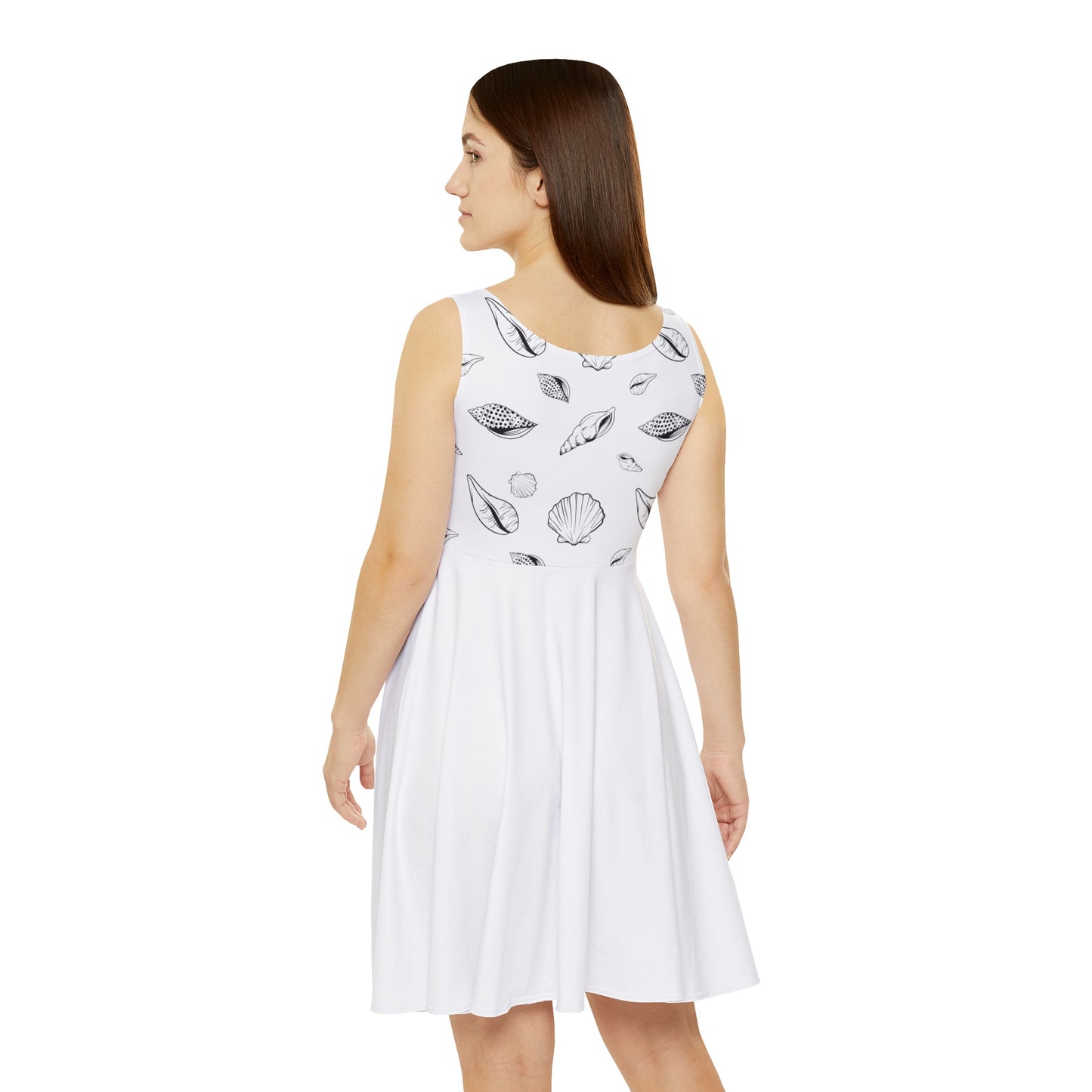 Women's Skater Dress - White -Sea Shell Design