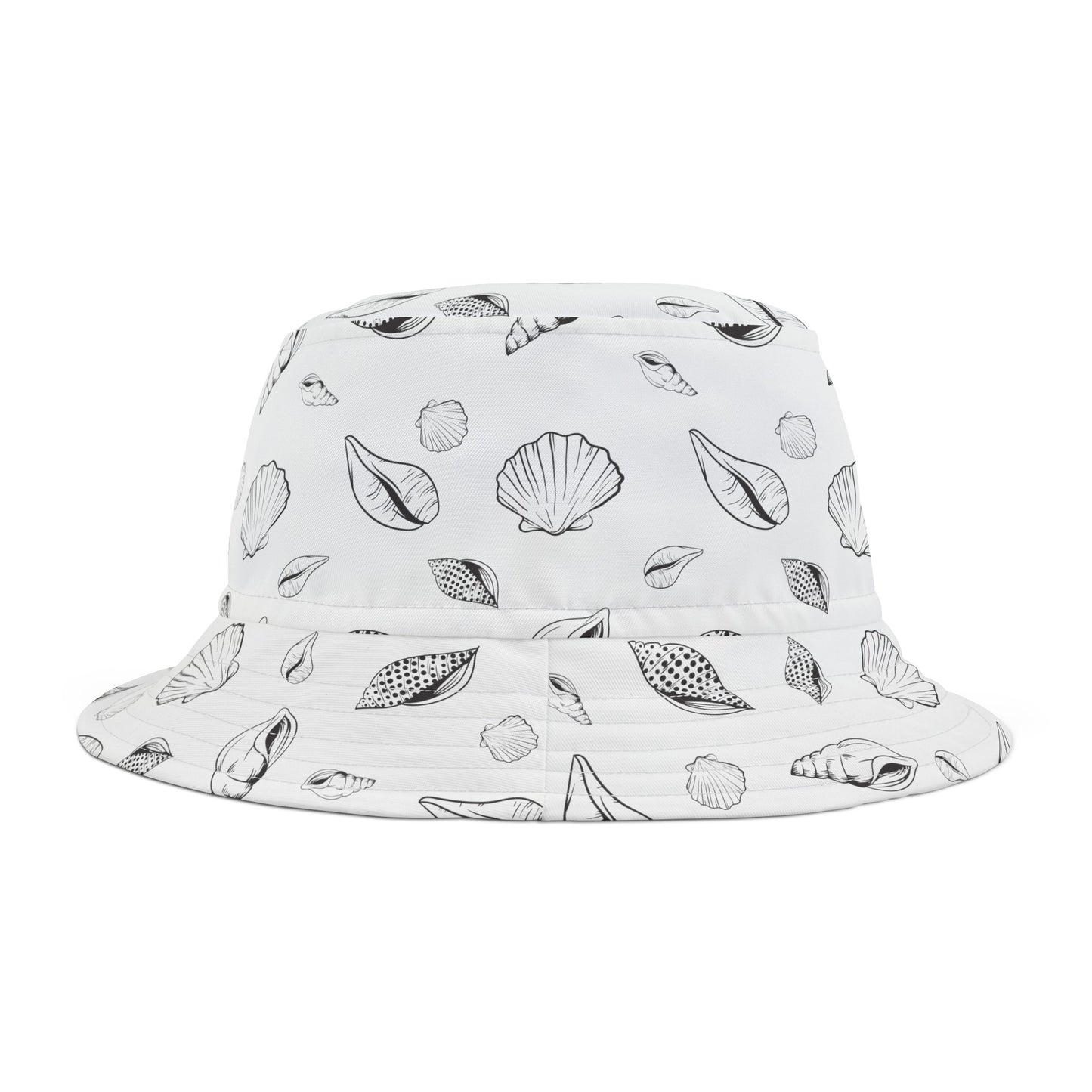 Bucket Hat (White) Sea Shell Pattern