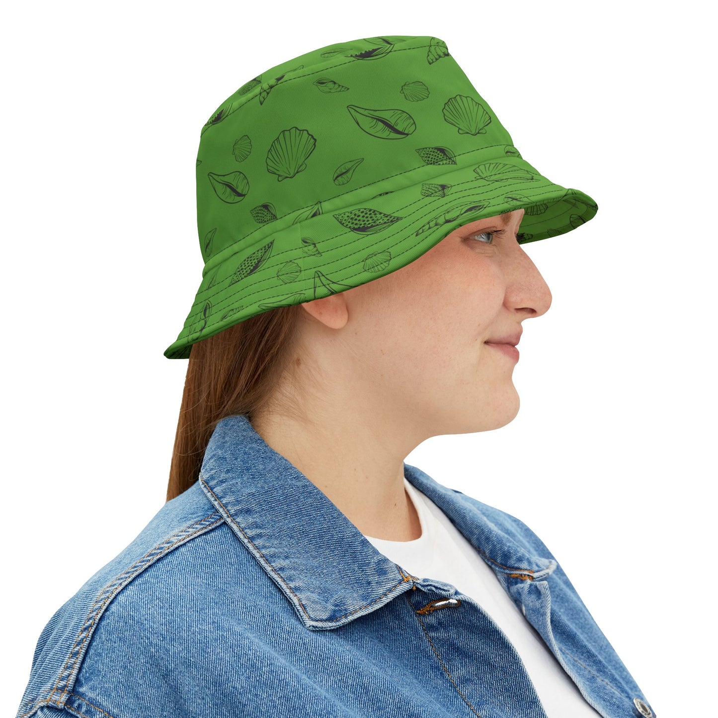 Bucket Hat (Green) Sea Shell Design