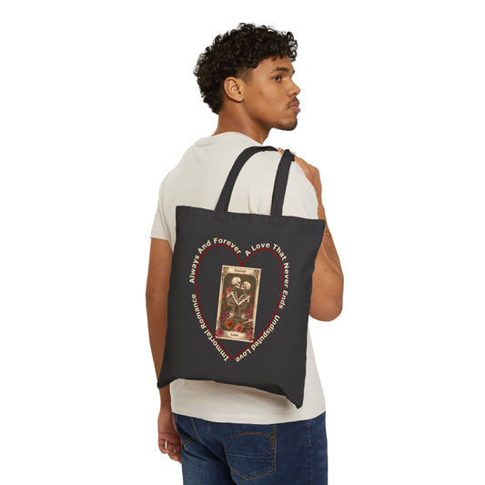 Cotton Canvas Tote Bag - Black - Eternal Love (black) by Lynn Salem Creates