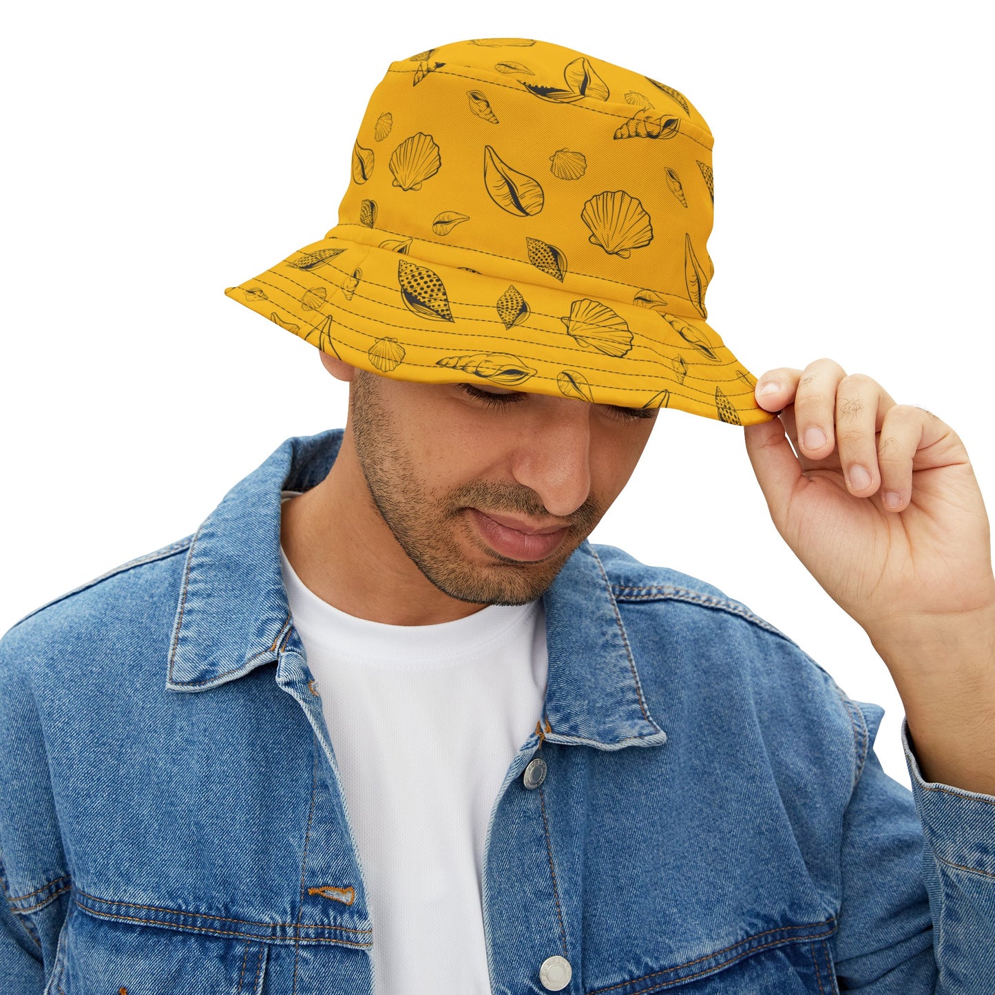 Bucket Hat (Yellow) Sea Shell Design