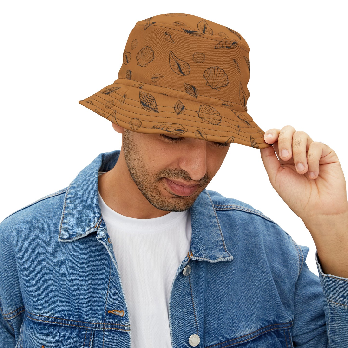 Bucket Hat (Light Brown) Sea Shell Design