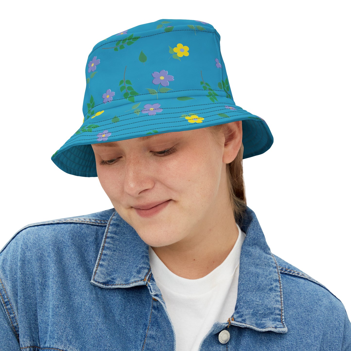 Bucket Hat (Turquoise) Floral Design